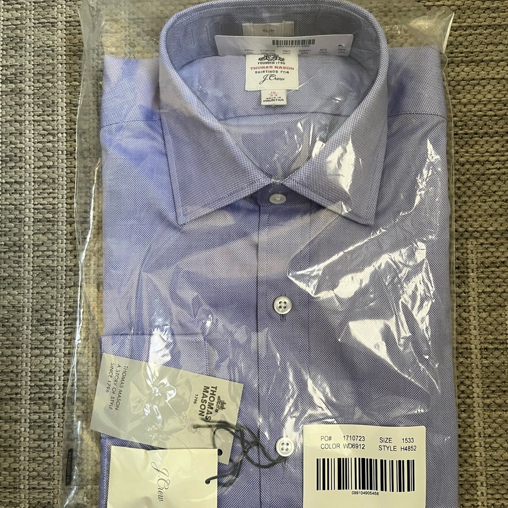 15/33 Thomas Mason x J Crew Royal Oxford Dress Shirt Cambridge Blue NWT MSRP$144